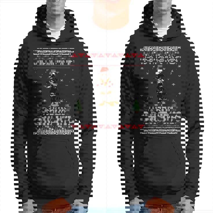 Woof Dachshund Ugly Christmas Sweater Dog Lover Xmas Hoodie