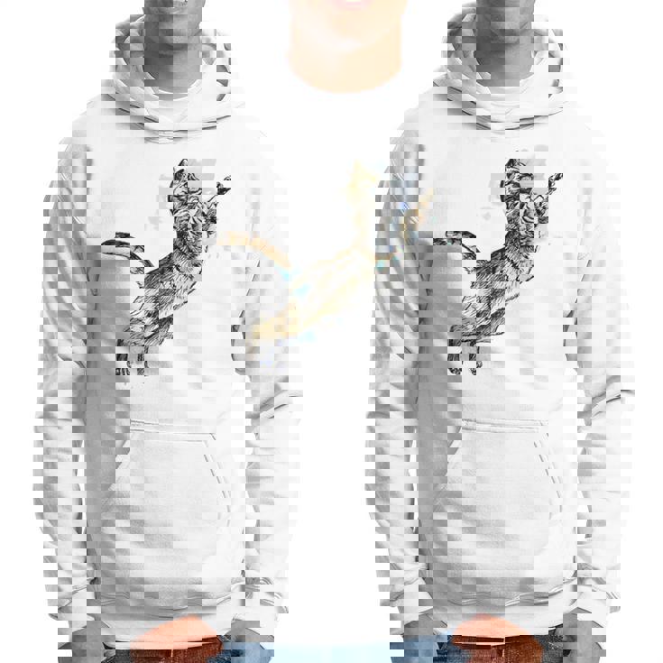Acquerello Gatto Disegno Gattino Con Cappuccio Kitty Mausi Maglia Con Maniche Raglan Felpa con cappuccio
