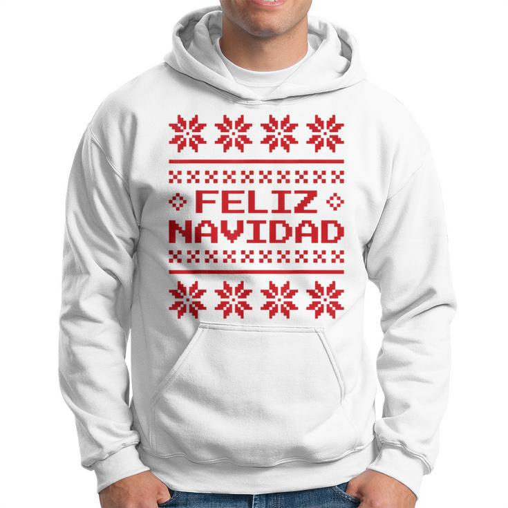 Christmas Ugly Sweater Feliz Navidad Pixel Pattern Spanish Hoodie Thegiftio UK