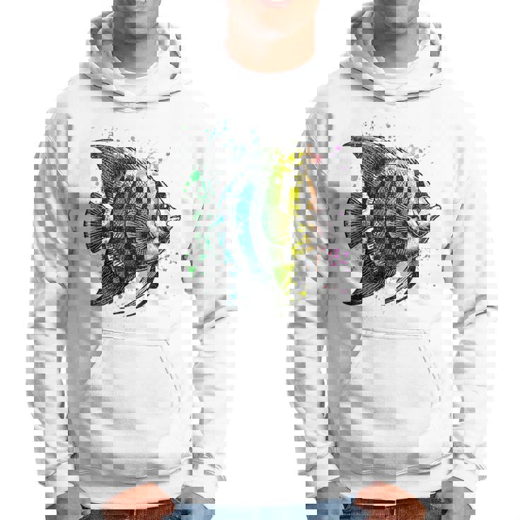 Donna Pesce 00S Colorato Grunge Skater Distressed Pesce Con Collo A Felpa con cappuccio