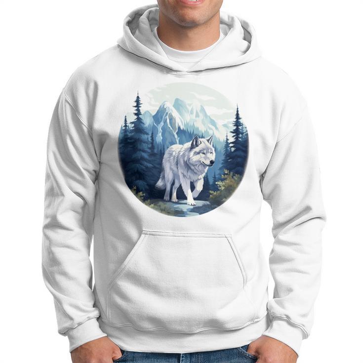 Lone Wolf Überlebt Die Berg-Silhouette-Kunst Kapuzenpullover