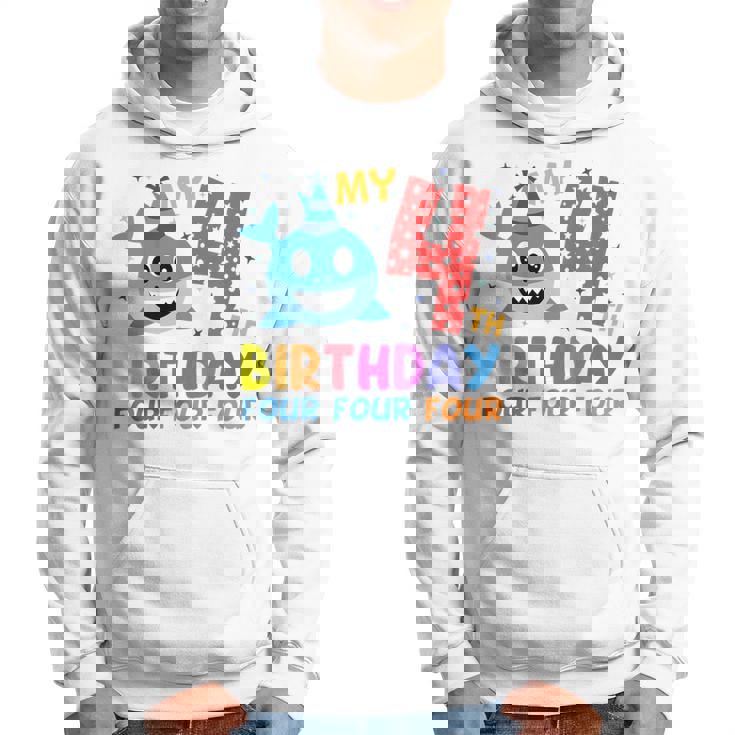 Niños My 4Th Birthday Diseño De Tiburón Para Niños Sudadera