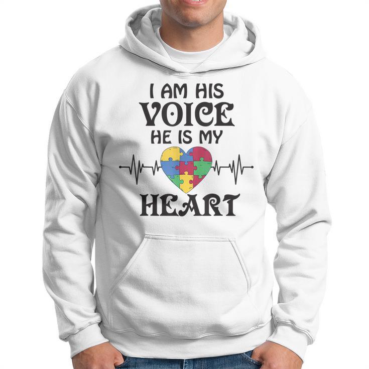 I Am Hisoice He Is My Heart Herzschlag Autism Awareness Son Kapuzenpullover