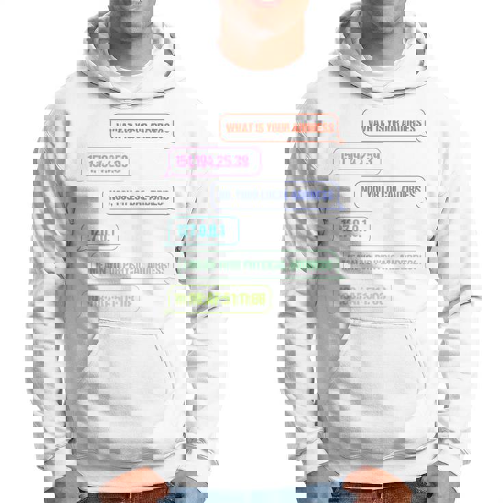 Qual È Il Tuo Indirizzo Divertente Networking Computer Nerd It Maglia A Manica Felpa con cappuccio