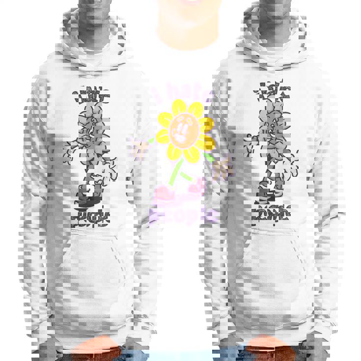 Retro I Hate People Divertente Regalo Floreale Per Eremita Introverso Con Collo A Felpa con cappuccio