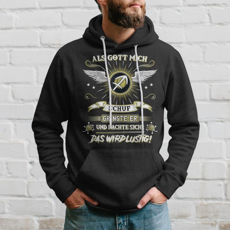 Als Gott Mich Schuf Grinste Er Zodiac Sagittarius Kapuzenpullover Geschenke für Ihn