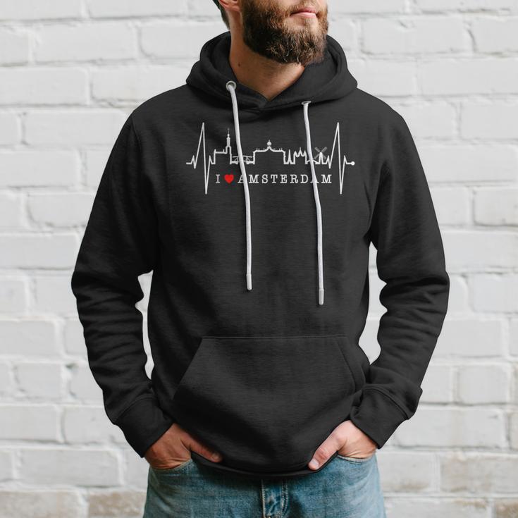 Amsterdam Skyline Netherlands Heartbeat Fan I Love Holland Kapuzenpullover Geschenke für Ihn