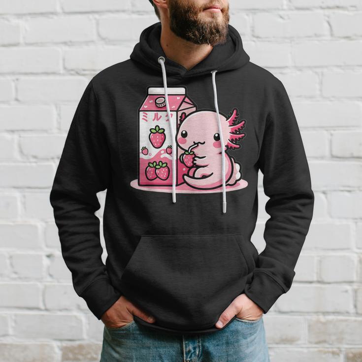 Axolotl Strawberry Milk Retro Kawaii Japan Axolotl Kapuzenpullover Geschenke für Ihn