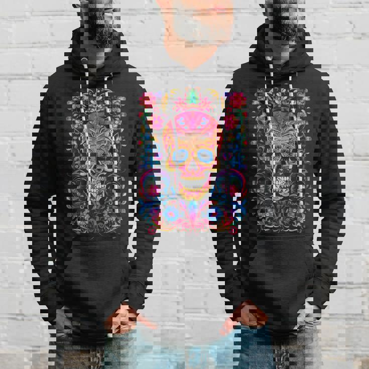 Calavera Fantasía Flores Arte Motivo Gráfico Calavera Sudadera Regalos para él