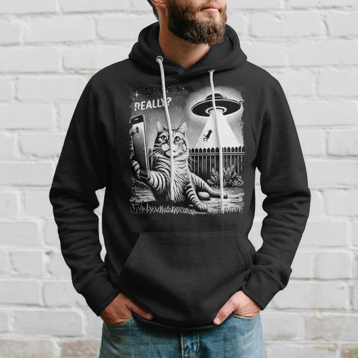 Cat Selfie Ufo & Alien Echt Jetzt Really Kapuzenpullover Geschenke für Ihn