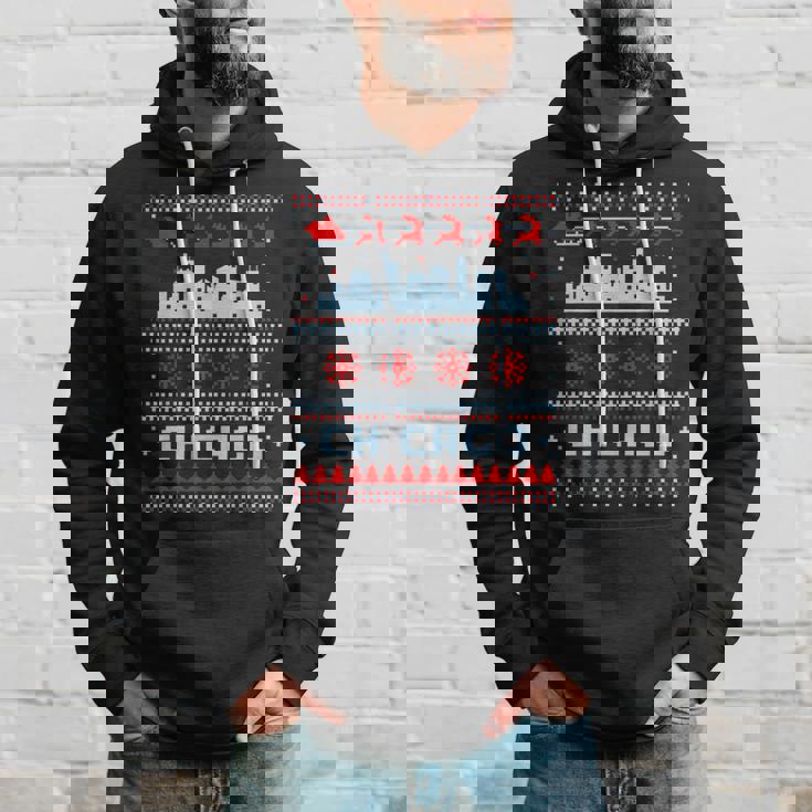 Chicago Flag City Skyline Chicago Fan Ugly Christmas Sweater Hoodie Gifts for Him