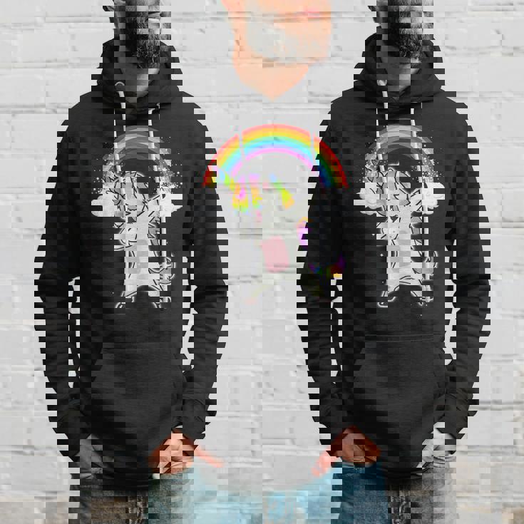 Dabbing Unicorno Camicia Carino Unicorno Dab Danza Con Arcobaleno Felpa con cappuccio Regalos para él