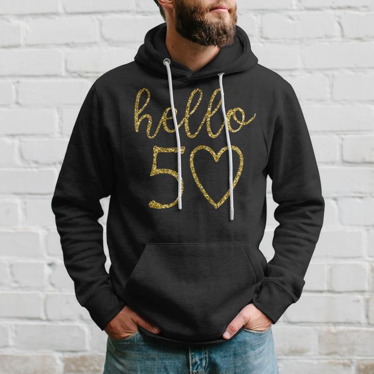 Damen Hello 50 Fifty Heart 50 Geburtstag 50 Jahre Alt Kapuzenpullover Geschenke für Ihn