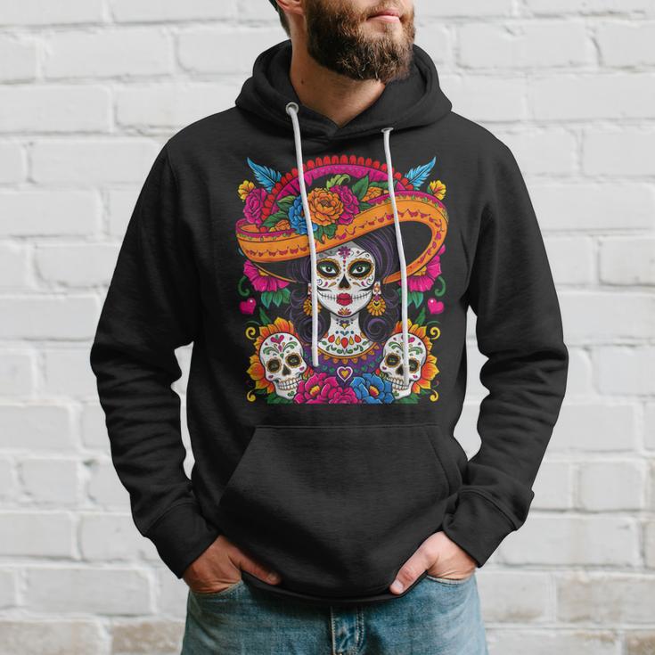 De Los Muertos La Catrina Sugar Skull Kapuzenpullover Geschenke für Ihn