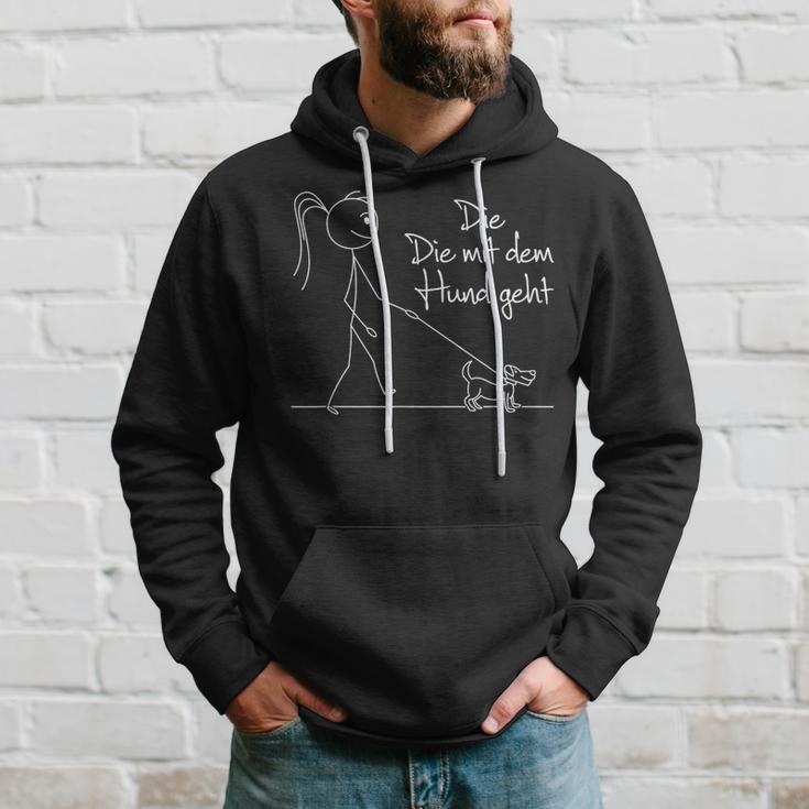 Die Mit Dem Hund Geht Hundebesitzerin Dog Lover Kapuzenpullover Geschenke für Ihn