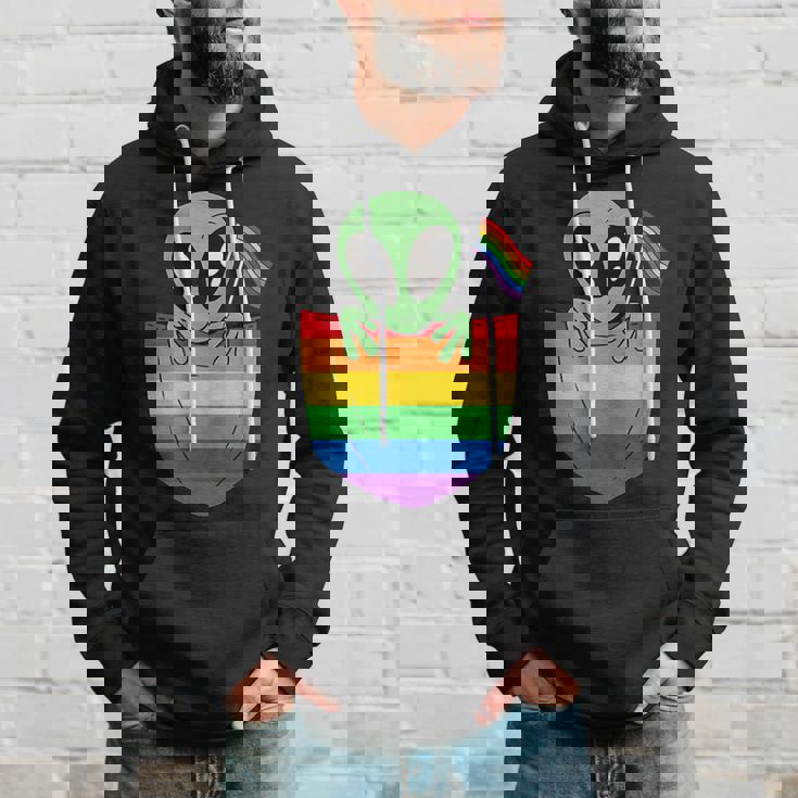 Divertente Pocket Alien Lgbt Bandiera Arcobaleno Gay Pride Felpa con cappuccio Regalos para él