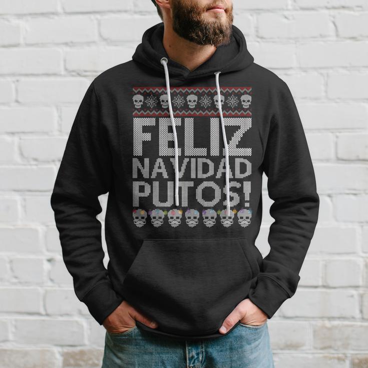 Feliz Navidad Spanish Ugly Sweater Christmas Skull Hoodie Thegiftio UK