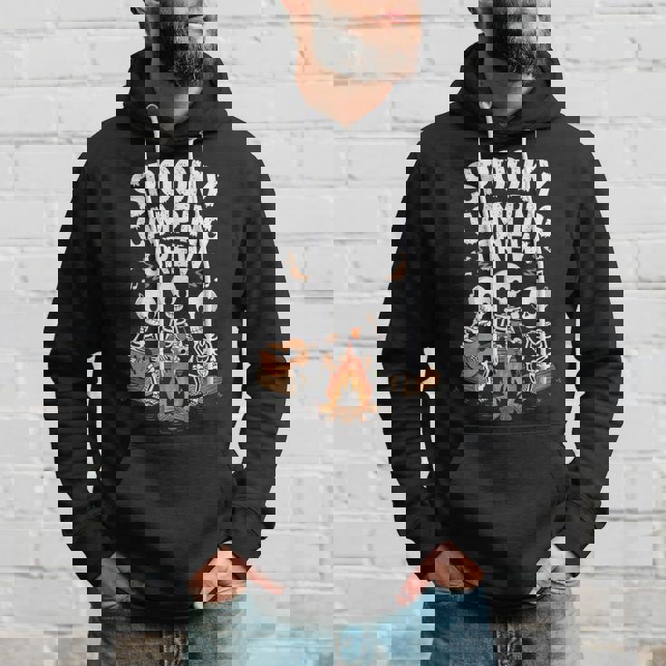 Spooky Camping Crew Halloween Skeleton Camper Campfire Hoodie Gifts for Him