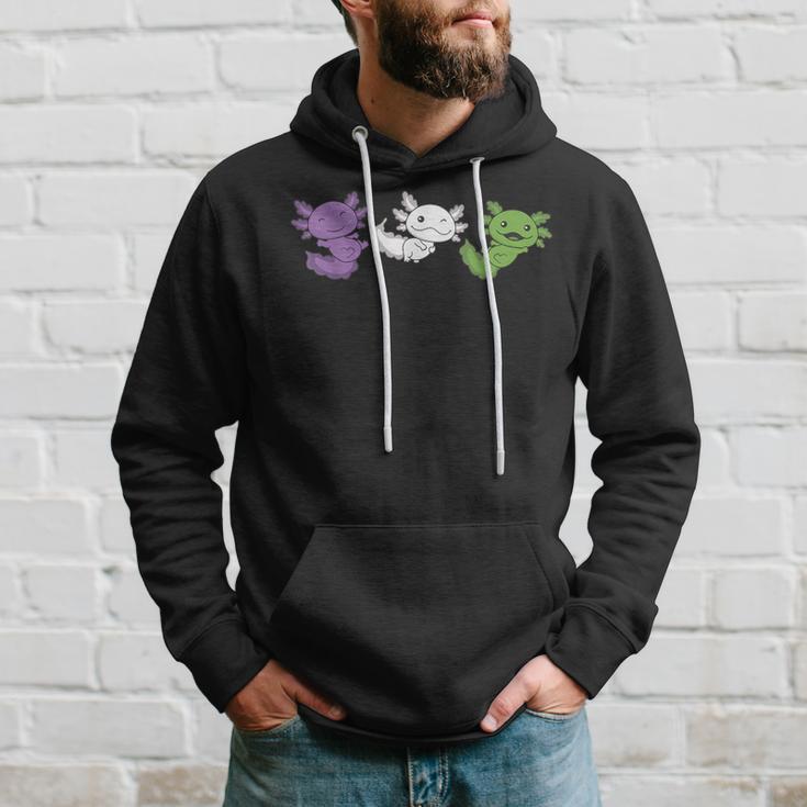 Genderqueer Flag Pride Lgbtq Axolotl Kapuzenpullover Geschenke für Ihn