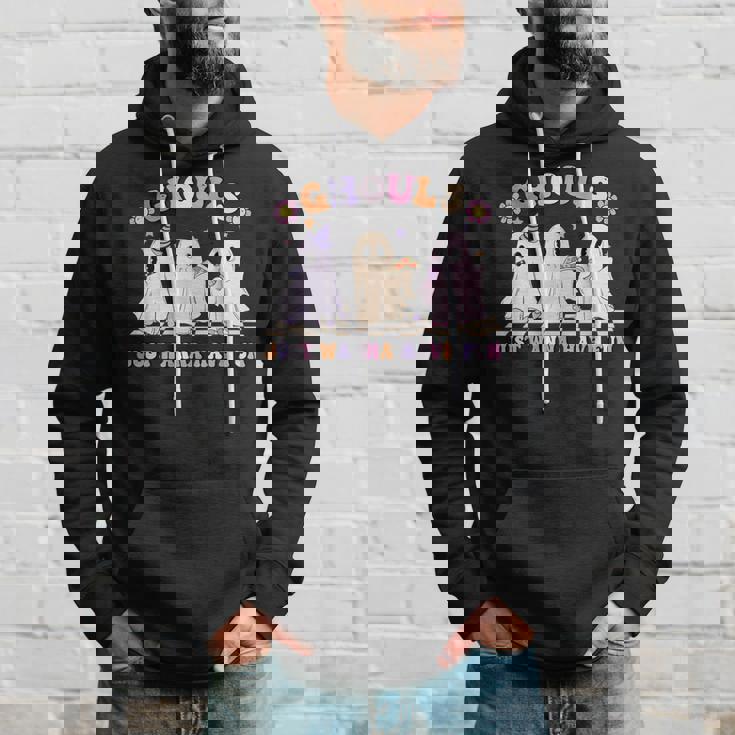 Halloween Ghouls Just Wanna Have Fun Dancing Ghost Retro Hoodie Gifts for Him