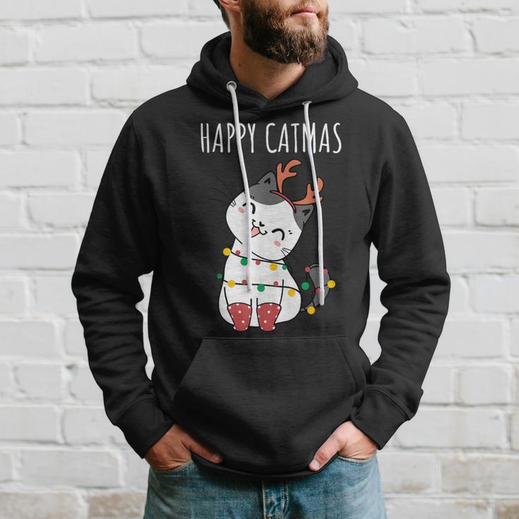 Happy Catmas Lustiges Weihnachts Katze Christmas Tree Kapuzenpullover Geschenke für Ihn