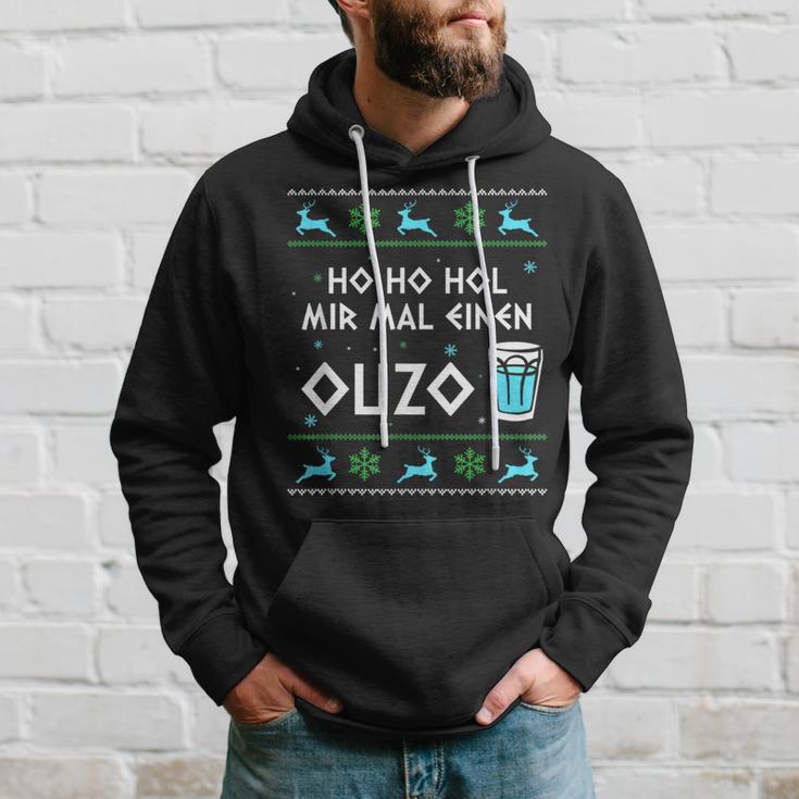 Ho Ho Hol Mir Mal Einen Ouzo Ugly Christmas Outfit Kapuzenpullover Geschenke für Ihn