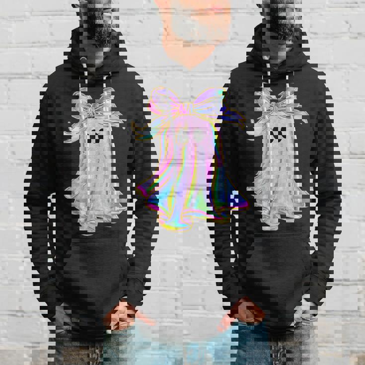 Holo Coquette Bow Cute Ghost Halloween Spooky Season Hoodie Gifts for Him