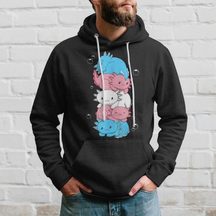 Kawaii Axolotl Heap Transgender Pride Flag Trans Lgbtq Kapuzenpullover Geschenke für Ihn