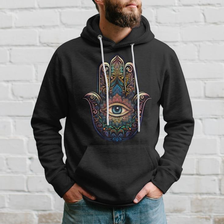 Khamsah Eye Or Hand Of Fatima On Colourful Hamsa Hand Kapuzenpullover Geschenke für Ihn