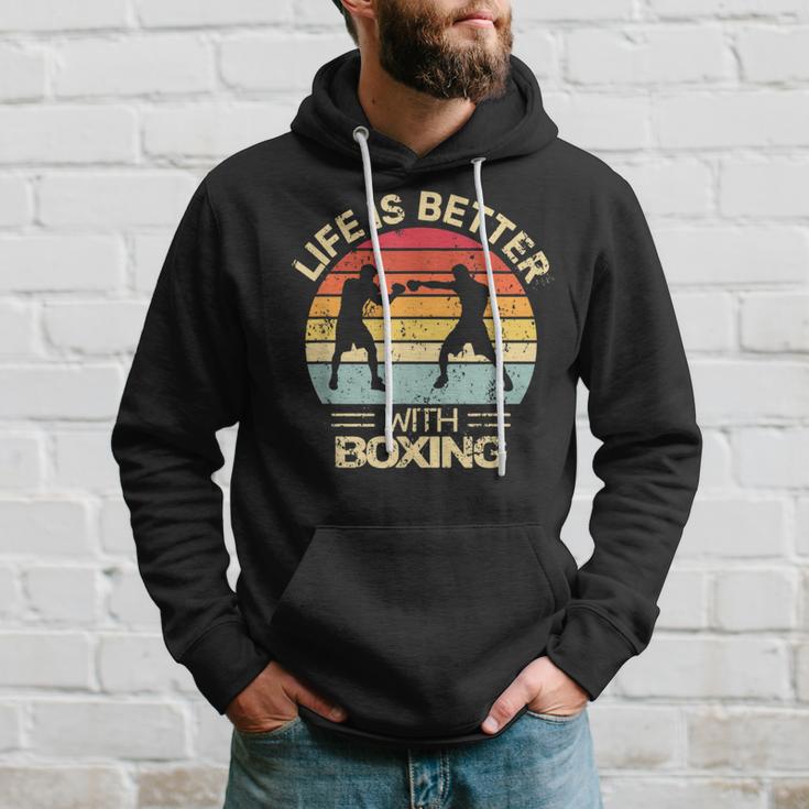 Kickboxing Life Is Better With Boxing Boxer Retro Kapuzenpullover Geschenke für Ihn