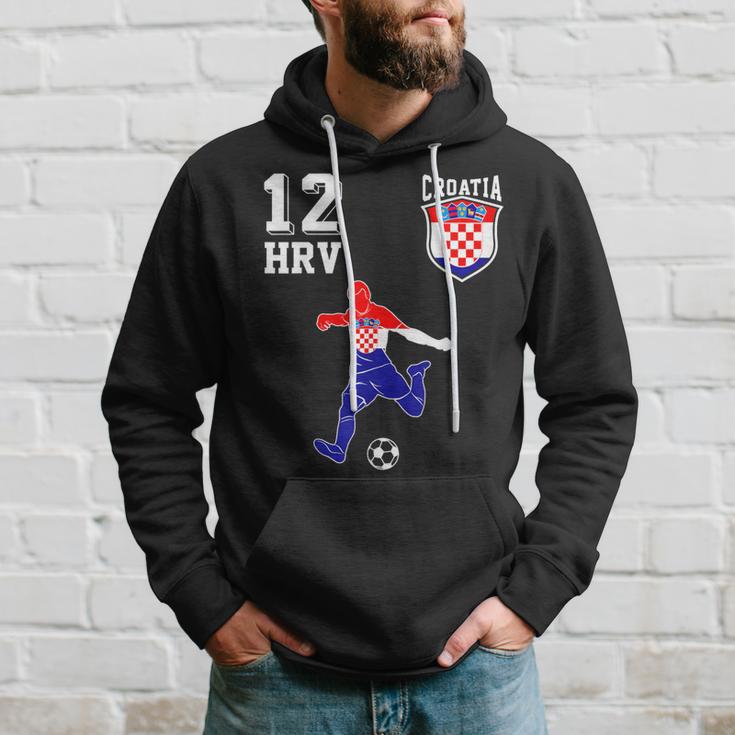 Kroatien Fan Em Spieler Ball Nummer 12 Kapuzenpullover Geschenke für Ihn