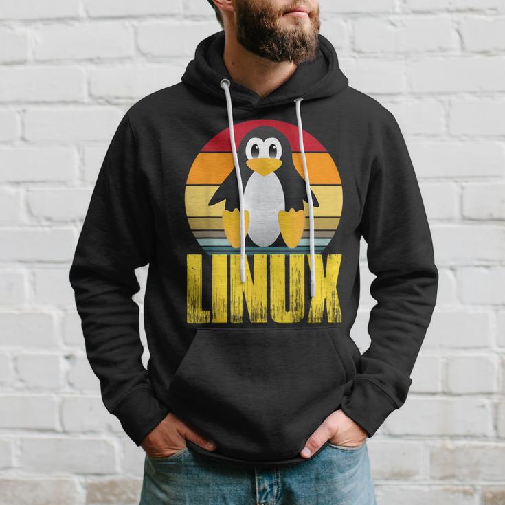 Linux Retrointage Penguin Nerd Sky And Geek Coding Kapuzenpullover Geschenke für Ihn