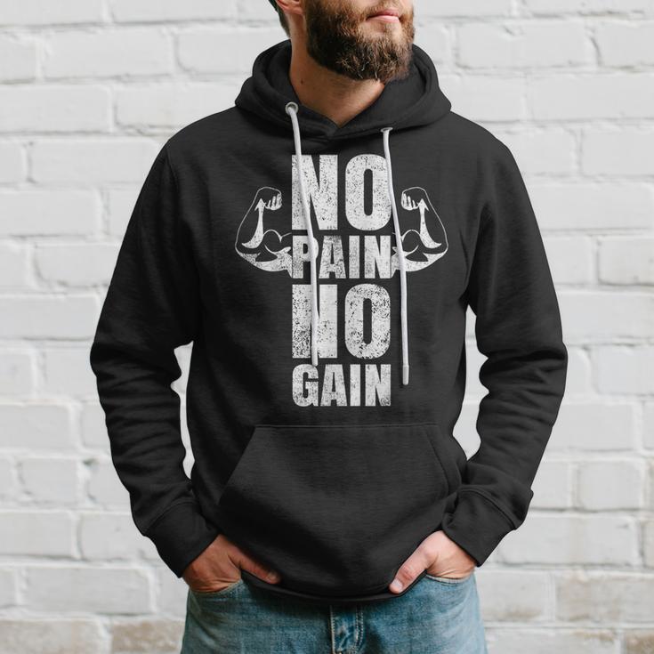 Lustiges Gym No Pain No Gain Geschenk Fitnessstudio Sprüche Kapuzenpullover Geschenke für Ihn