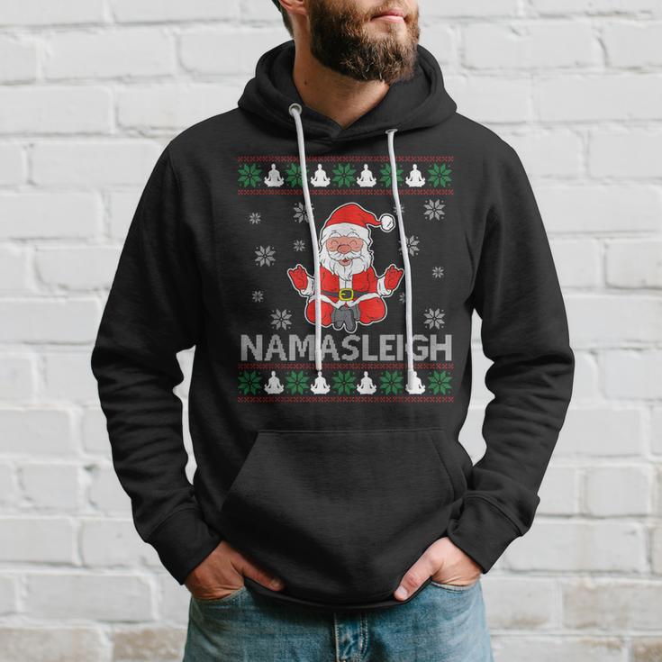 Namasleigh Santa Claus Namaste Yoga Ugly Christmas Sweater Hoodie Thegiftio UK