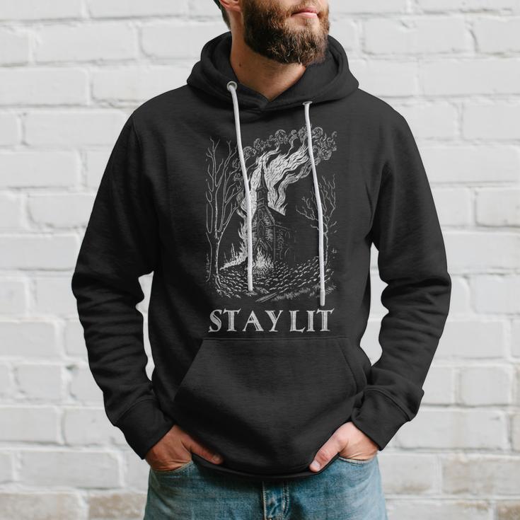 Okkult Atheist Burn Church Stay Lit Satan Devil Grunge Kapuzenpullover Geschenke für Ihn