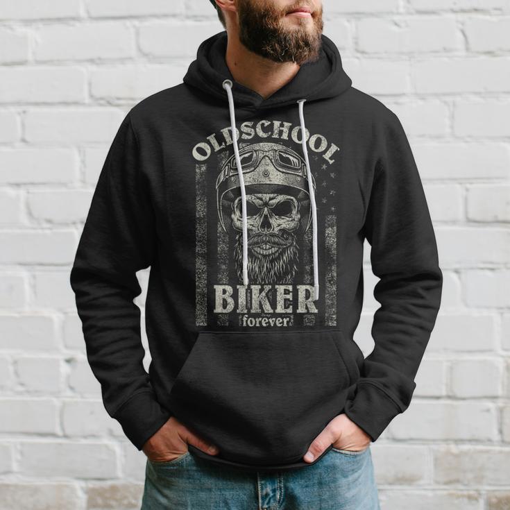 Old School Biker Forever I Motorcycle Bike Skull Biker Kapuzenpullover Geschenke für Ihn