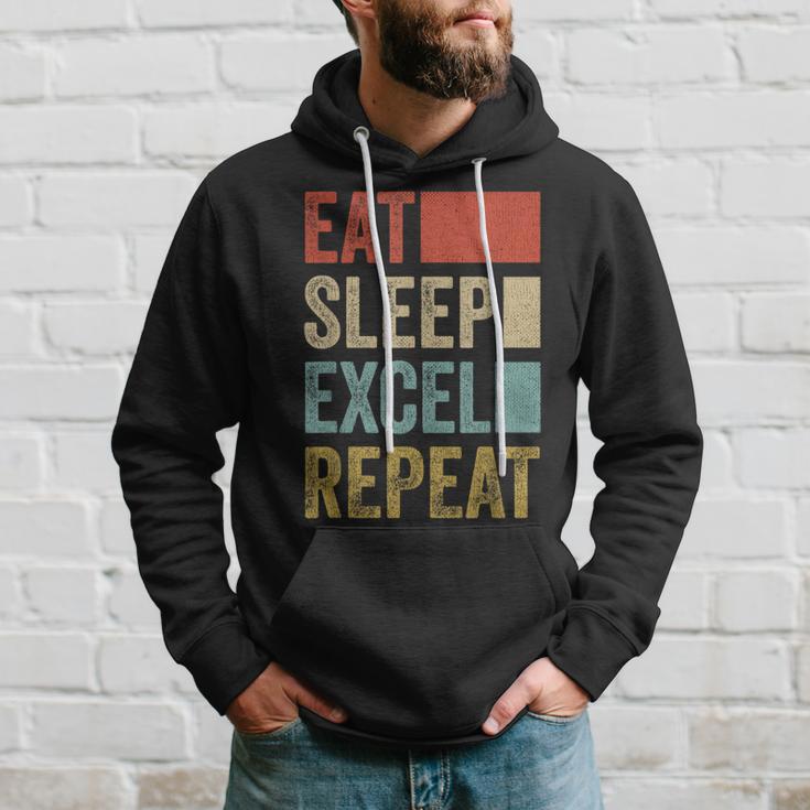 Vintage Retro Eat Sleep Excel Repeat Excel Kapuzenpullover Geschenke für Ihn