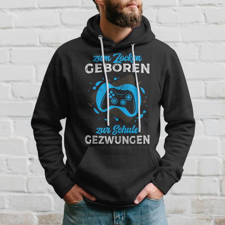 Zum Zocken Geboren Zur Schule Gezwungen Gamer Half Sleeve Kapuzenpullover Geschenke für Ihn