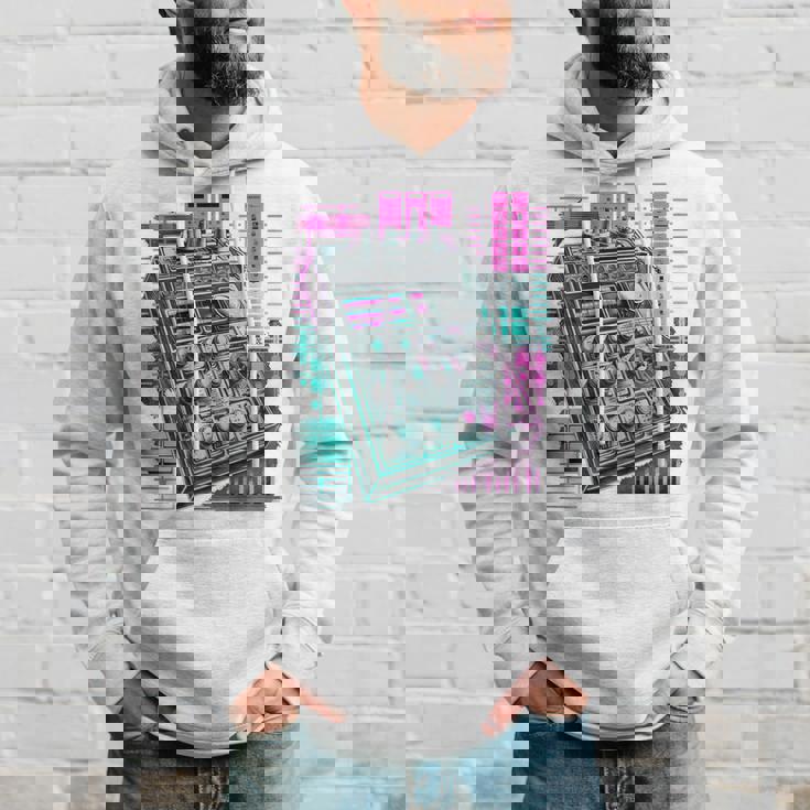 Backprint Synthwave Futurismaporwave Dj Music Retrowave Felpa con cappuccio Regalos para él