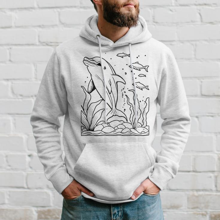 Dolphin Ausmalen Und Selbst Bemalen Colouring Kapuzenpullover Geschenke für Ihn