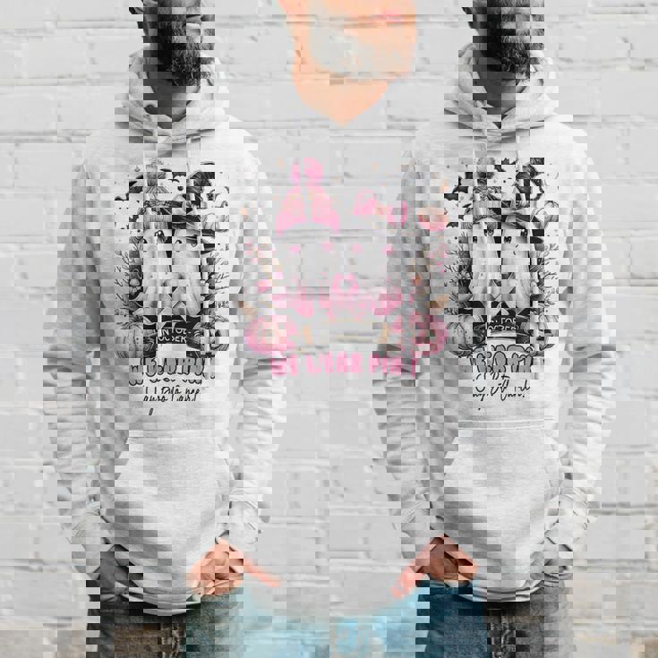 In October We Wear Pink Ghost Witch Breast Cancer Awareness Hoodie Gifts for Him
