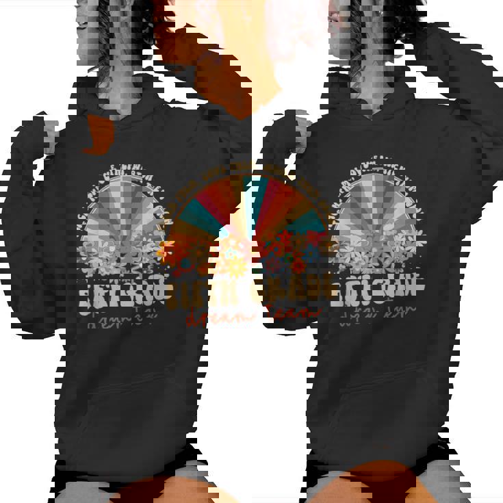 5Th Grade Dream Team Groovy Rainbow Back To School Teacher Women Hoodie