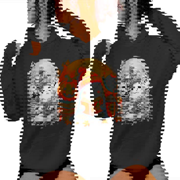Adorable Ghost Snug Halloween Cozy Autumn Vibes Fall Season Women Hoodie