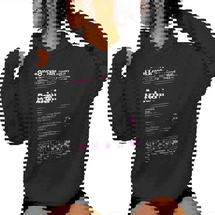 Anahi Name For Anahi Sarcastic Nutrition Facts Women Hoodie