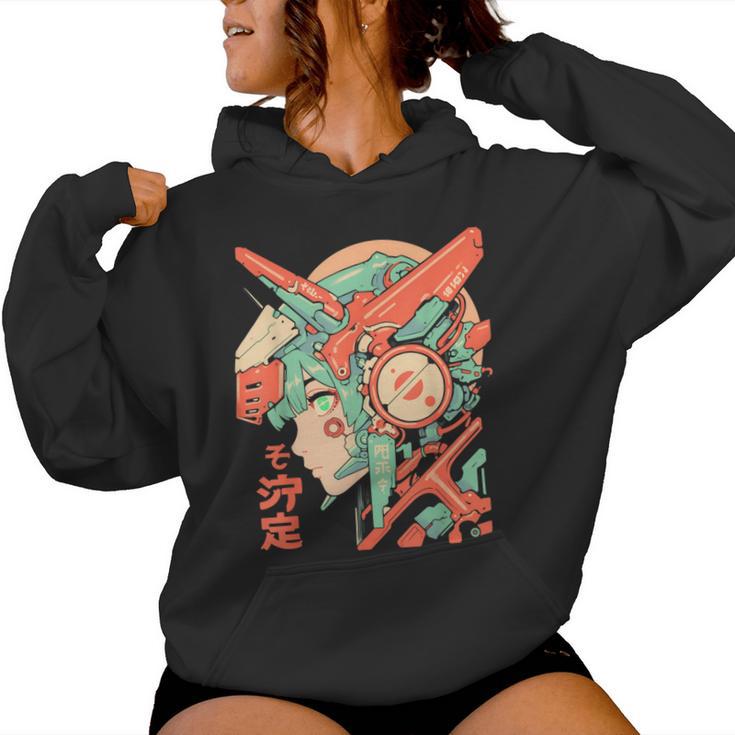 Anime Manga Cyberpunk Aesthetic Techwear Harajuku Mecha Girl Kapuzenpullover für Damen