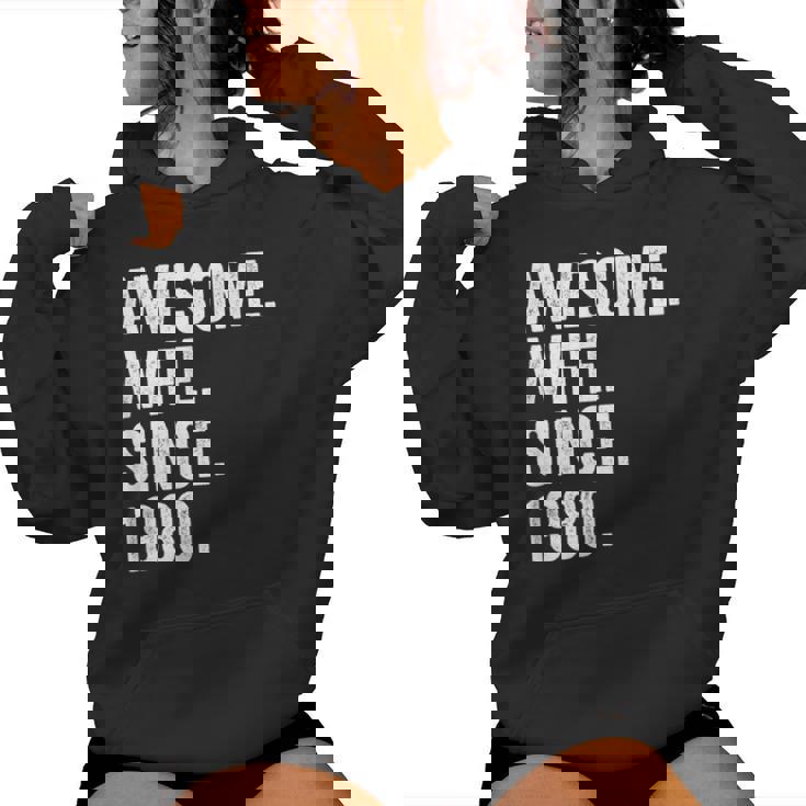 Awesome Wife Since 1980 44 Aniversario De Boda 44 Años Sudadera con capucha para mujer