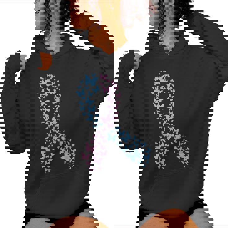 Butterfly Ribbon Pregnancy And Infant Loss Awareness Month Women Hoodie