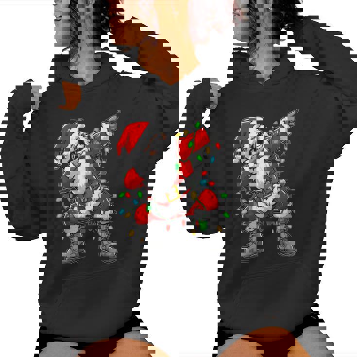 Christmas Dabbing Santa Xmas Lights Girls Boys Christmas Dab Women Hoodie