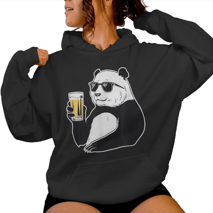 Coole Sonnenbrille Pandabär Bier Trinkend Pandas Kapuzenpullover für Damen