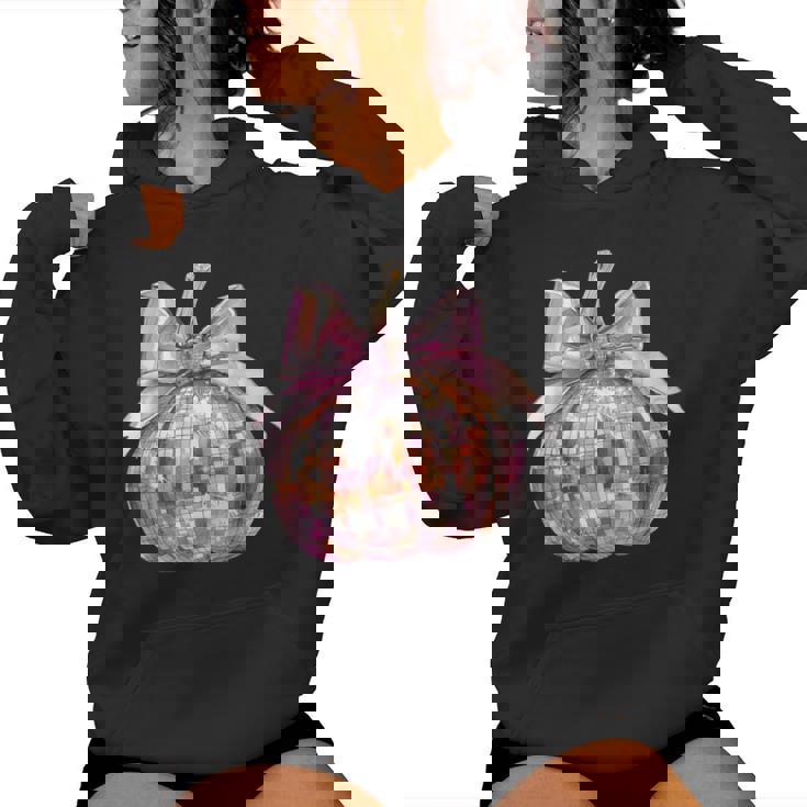 Coquette Pumpkin Patch Disco Ball Pumpkin Bow Aesthetic Girl Women Hoodie
